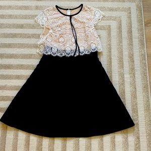 A.B.S. By Allen Schwartz Womens short sleeve lace and taffeta dress size 6